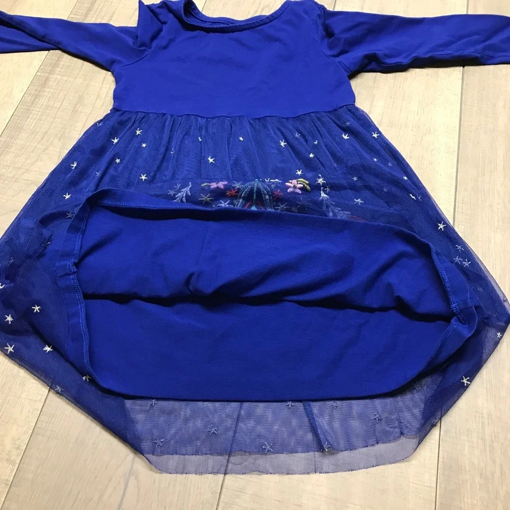 Hanna Andersson Dress Girls Size‎ 6-7 Angels Tulle Holiday Christmas Blue Modest